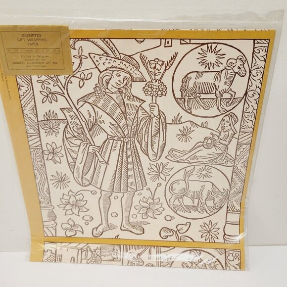 VTG RARE HTF Marcel Schurman Gift Wrapping Paper English John Skelton Art - Picture 1 of 4